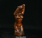 Old China Chinese Boxwood Wood Carving Art Beauty Belle Statue Sculpture