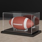 Football Display Case With Mirror Back And Black Metal Grooved Base - Clear A   