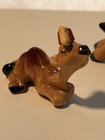 Htf Hagen Renaker Camel Mama And Camel Baby  Light Brown With Red Fez
