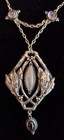 Antique C1900 Arts And Crafts Silver Necklace With Amethyst And Blister Pearl