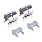 4pcs 2 5  Stainless Steel Butt Joint Exhaust Band Clamp Sleeve For Exhaust Pipe