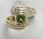 Vintage 14k Peridot Diamond Ring 1 Carat Lime Green Swirl Yellow Gold Handmade