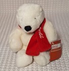 Coca Cola White Christmas Polar Bear Red Scarf Plush 6  Stuffed Animal W  Tag