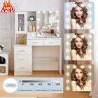 Vanity Set 10 Led Lights W  3 Colours Mirror Dressing Table Makeup Desk Drawer