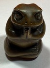 Vintage Japanese Wooden Netsuke Obi Frog Tsuge Signed
