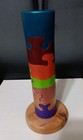 Handmade Hand-painted Wooden Totem Puzzle Unique Metallic Knotted Base 
