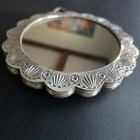 Vintage 900 Silver  Wall Hanging Round Mirror  Floral Pattern  Rare