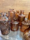 Brown Glass Bottles Decorative Set Of 14 Various Heights   Styles