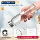 Glass Water Bottles With Lids 17 Oz  Clear Juice Bottles With Stainless Steel Ca