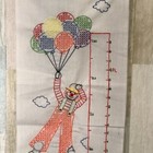 Vintage Hand-crafted Embroidered Cross Stitch Clown Balloons Circus Height Chart