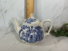 Vintage Sadler England Blue And White Teapot Antique With Asian Design   Nice 