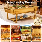 9qt 4x Chafing Dish Buffet Set Gold 316 Stainless Steel Chafer For Catering