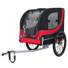 120lb Large Foldable Pet Cart Dog Bike Trailer Durable Steel Frame Black- Red