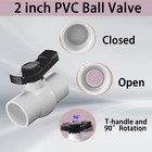 2pcs 2 Inch Pvc Ball Valve 2 Inch Shut Off Valve With Easy To Rotate Slip Pvc