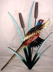 Great Set  Vintage  3d Metal  Wall Art  Pheasants Among Cattails