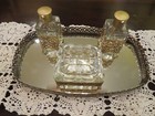 Stunning Hollywood Regency Vintage Ormolu Vanity Set Perfume Bottles Ec
