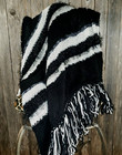 New Afghan Throw Blanket Black White Metallic Soft Hand Knitted Handmade Decor