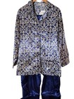 Vintage Delicates Jcpenney Women s Xl Blue Scroll Satin Pajamas Long Sleeve 