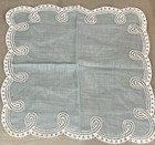 Vintage Green Linen Hankie With Intricate Lace Edging