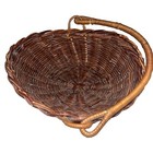 Small Oval Vintage Rattan Wicker Hand Woven Primitive County Basket W  Handle