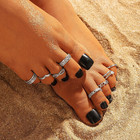 12pcs Toe Rings For Women 14k Gold silver Plated Adjustable Toe Ring Set Open He