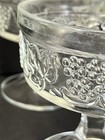 Clear Pressed Glass Grape Vine Sherbet Dessert Dishes 4 In Tall Vintage Set Of 6