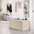43  Folding Ottoman Storage Bench Chest Footrest Long Box W padded Seat Beige