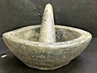 Old Tribal Indian Handmade Big Size Green Stone Mortar   Pestle Spice   Kharal