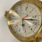 Vtg Ships Clock Heavy Brass Porthole Wall Clock Maritime Nautical 9  Tested