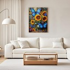 Sunflower Diamond Art Kits For Adults  5d 12 16 Inch  Blue Butterfly 