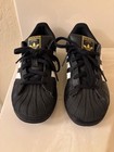 Kids Adidas Originals Superstar Classic Shell Toe Shoes Black cloud White Size 3