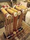 Vintage Forster Deluxe Rolling Stand cart Croquet Set 6 Player