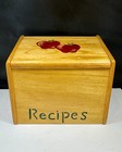 Vintage Wood Recipes Box With Lid Country Farmhouse Mcm Recipe Card Storage