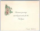 C1950s Vtg Christmas Greeting Card Fireplace Stocking New Year Loretta Hutton