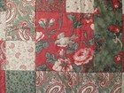 Handmade Throw Quilt Christmas Rose Floral Red Green Tan 38  Square