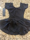 Eurotard Girls Cotton Lycra   Short Sleeve Dance Dress 10467 Black Size I