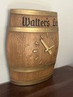 Rare Vintage Walter   s Beer Faux Wooden Barrel Keg Clock Bar Sign  Eau Claire  Wi