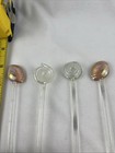 Vintage Set Of 4 Shell Glass Swizzle Sticks Drink Stirrers Motif 8   
