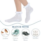 2 Pairs White Ruffle Socks For Women Turn-cuff Lace Frilly Ankle Sock 