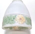 Glass Lamp Shade Globe Frosted Yellow Floral Flowers Vintage Light Fixture 2 