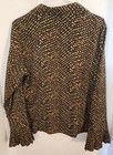 Dress Barn Womens Polyester Blouse Size L Brown Tan Poka Dots Long Ruffle Sleeve