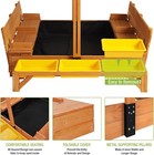 Gutinneen Wooden Sandbox Outdoor Sandbox For Kids With 3 Toy Bins