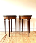 Pair - French Louis Xvi Style Bouillotte Side Table Butlers Trays 19th Century