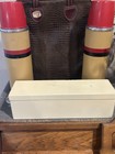 Vintage Thermos Picnic Set W leather Carry Bag 2 Thermoses Sandwich Box Cups