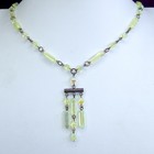 Uranium Glass Necklace 19inch Vaseline Vintage Glass Czech Beads Art Deco Style