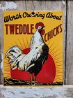 Vintage Tweddle Chicks Porcelain Sign Farm Chicken Livestock Hatchery Rooster