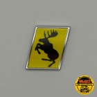 Genuine Traditional Prancing Moose Volvo 1    Hard Chrome Badge Slash Emblem
