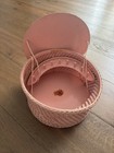 Antique 1940s Pink Wicker Sewing Basket
