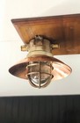 Authentic Vintage Brass Marine Ship Ceiling Light     Copper Shade Nautical Decor