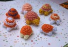 Mini Turtles Lot Of 9 Halloween  Crochet Tiny Toy  Amigurumi Animals With Pouch